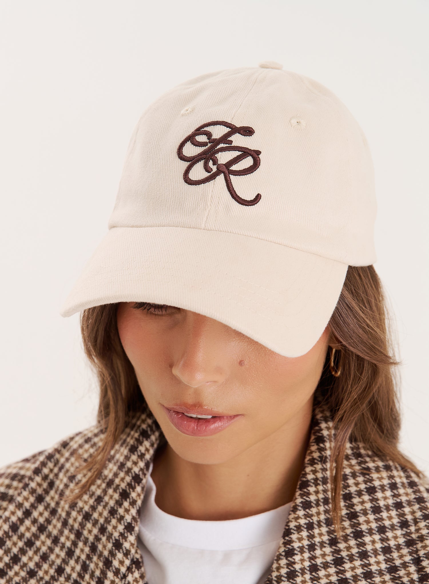 Cream Embroidered Logo Cap
